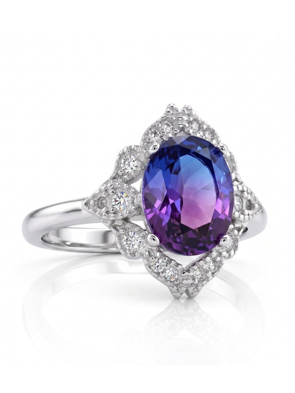 Vintage Style Pink & Purple Gemstone Ring, 925 Sterling Silver Charmed Aroma